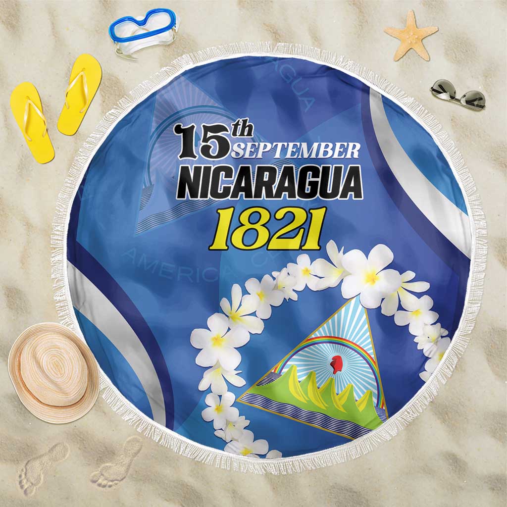 Nicaragua Independence Day 1821 Beach Blanket Plumeria Floral - Wonder Print Shop