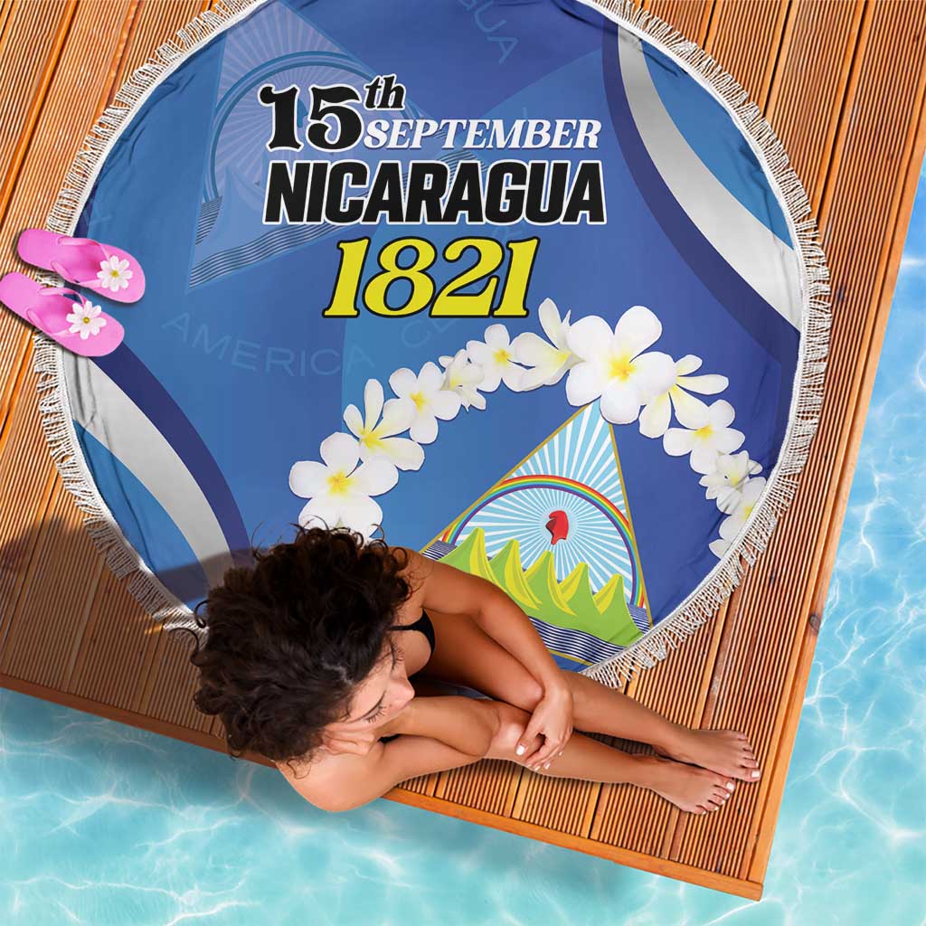 Nicaragua Independence Day 1821 Beach Blanket Plumeria Floral - Wonder Print Shop