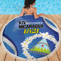 Nicaragua Independence Day 1821 Beach Blanket Plumeria Floral - Wonder Print Shop