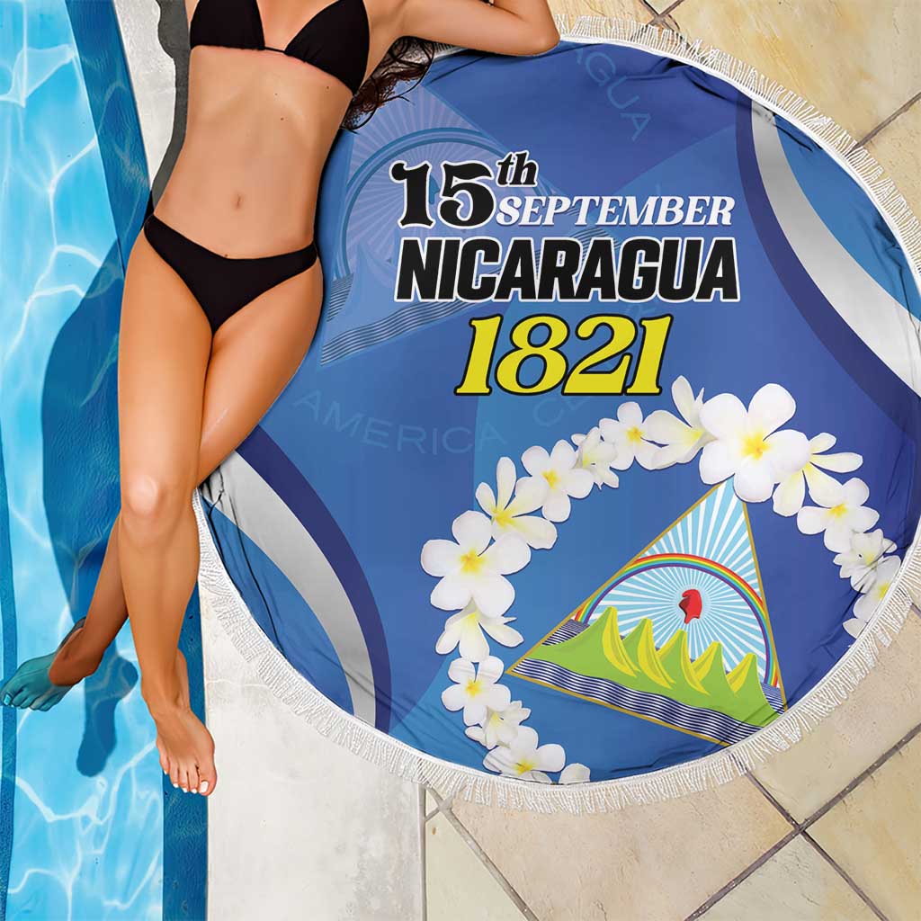 Nicaragua Independence Day 1821 Beach Blanket Plumeria Floral - Wonder Print Shop