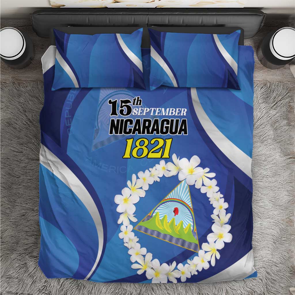Nicaragua Independence Day 1821 Bedding Set Plumeria Floral - Wonder Print Shop