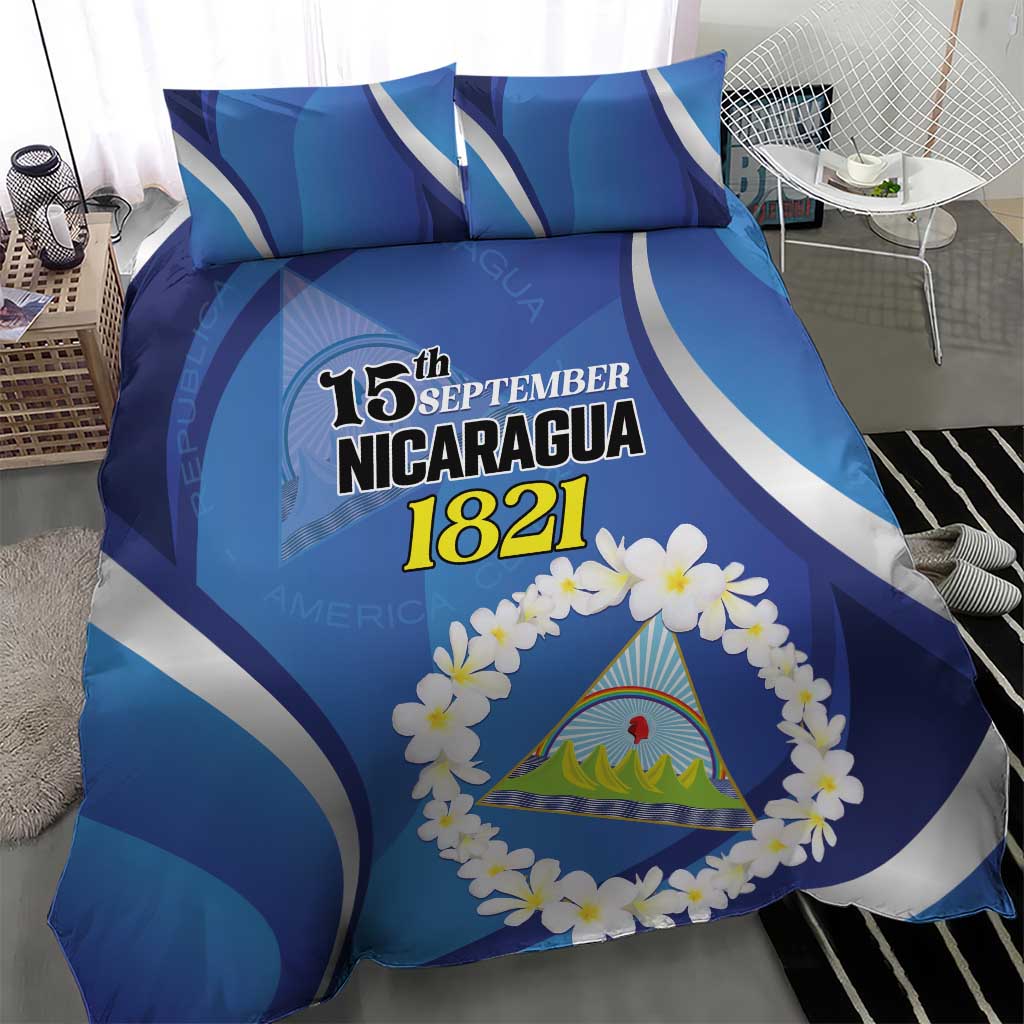 Nicaragua Independence Day 1821 Bedding Set Plumeria Floral - Wonder Print Shop