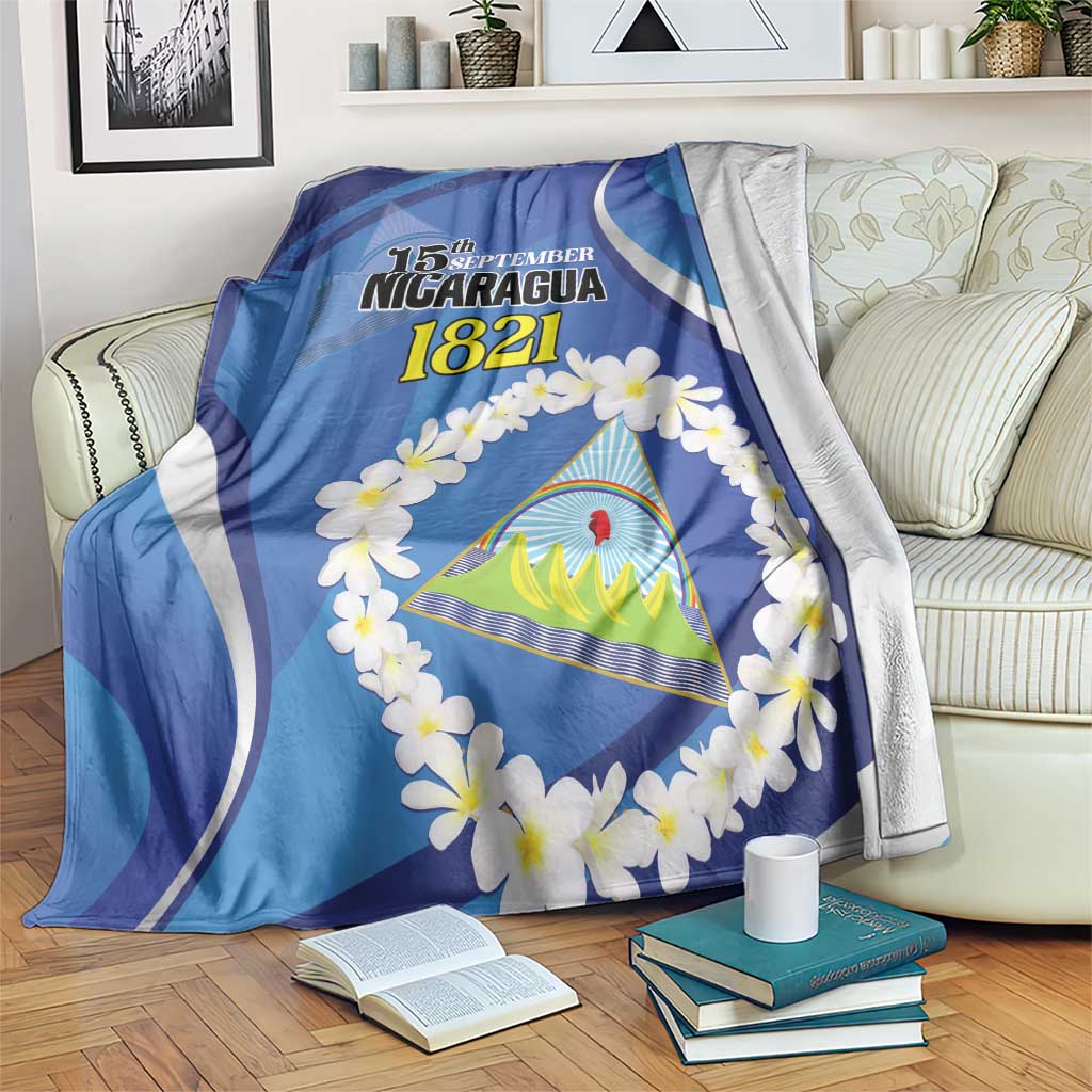 Nicaragua Independence Day 1821 Blanket Plumeria Floral - Wonder Print Shop