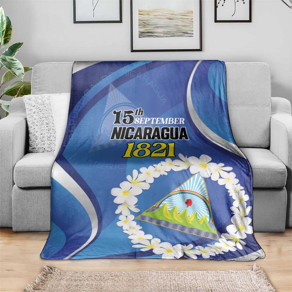 Nicaragua Independence Day 1821 Blanket Plumeria Floral - Wonder Print Shop