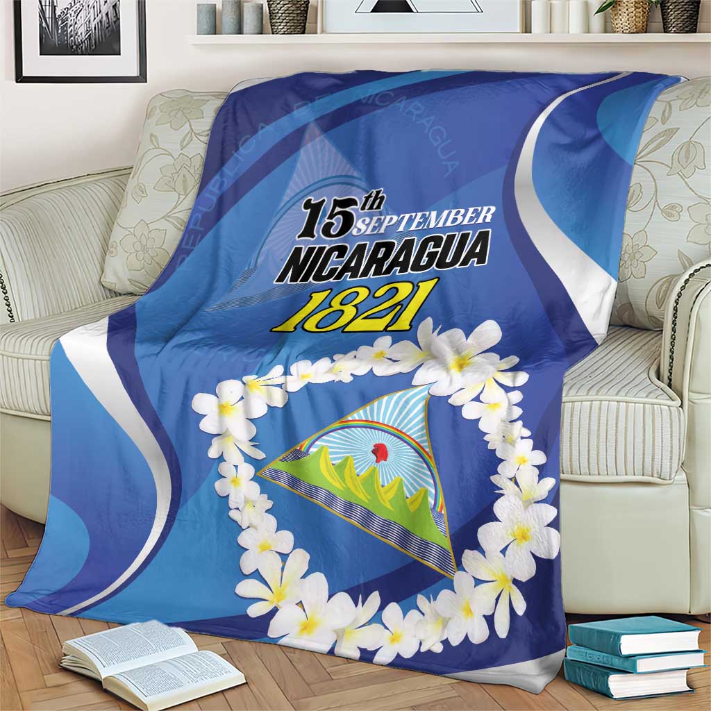 Nicaragua Independence Day 1821 Blanket Plumeria Floral - Wonder Print Shop