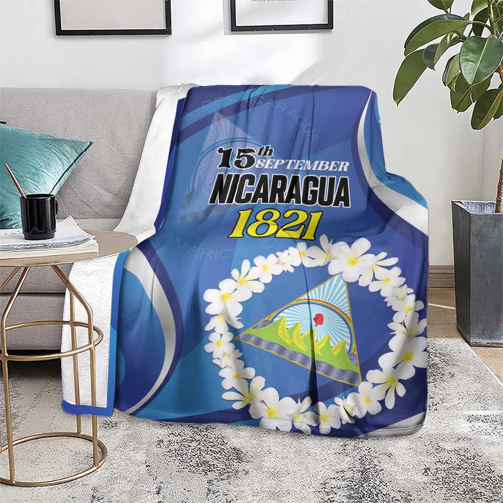 Nicaragua Independence Day 1821 Blanket Plumeria Floral - Wonder Print Shop