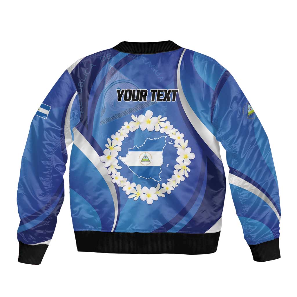 Personalized Nicaragua Independence Day 1821 Bomber Jacket Plumeria Floral - Wonder Print Shop