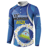 Personalized Nicaragua Independence Day 1821 Button Sweatshirt Plumeria Floral - Wonder Print Shop