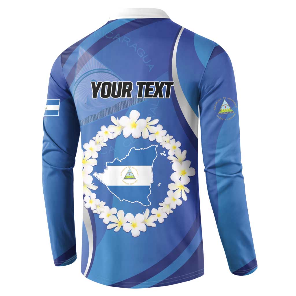 Personalized Nicaragua Independence Day 1821 Button Sweatshirt Plumeria Floral - Wonder Print Shop