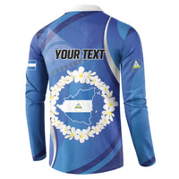 Personalized Nicaragua Independence Day 1821 Button Sweatshirt Plumeria Floral - Wonder Print Shop