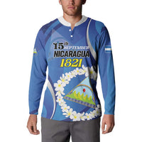 Personalized Nicaragua Independence Day 1821 Button Sweatshirt Plumeria Floral - Wonder Print Shop