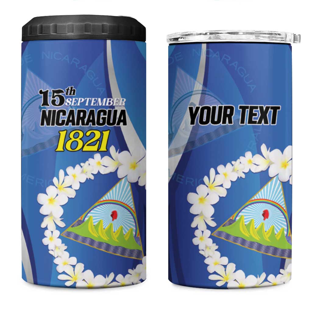 Personalized Nicaragua Independence Day 1821 4 in 1 Can Cooler Tumbler Plumeria Floral - Wonder Print Shop