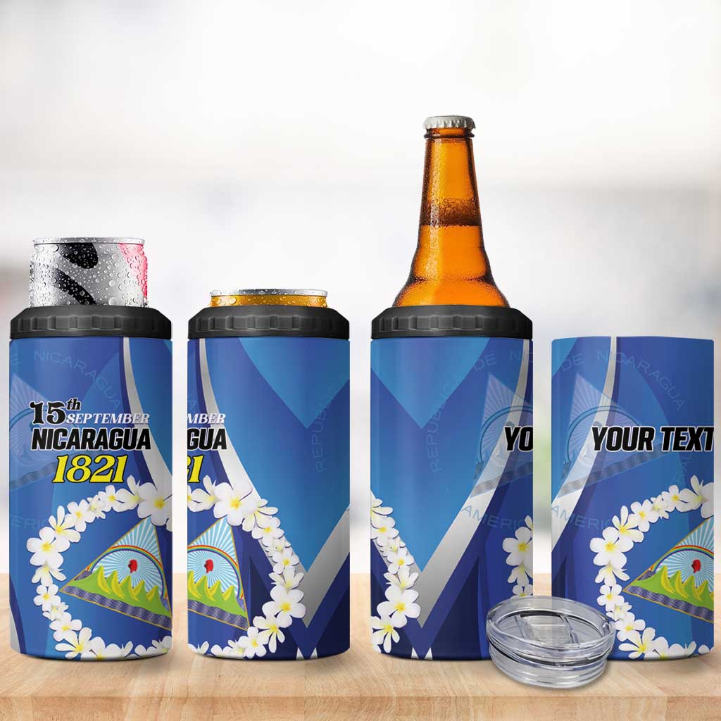 Personalized Nicaragua Independence Day 1821 4 in 1 Can Cooler Tumbler Plumeria Floral - Wonder Print Shop