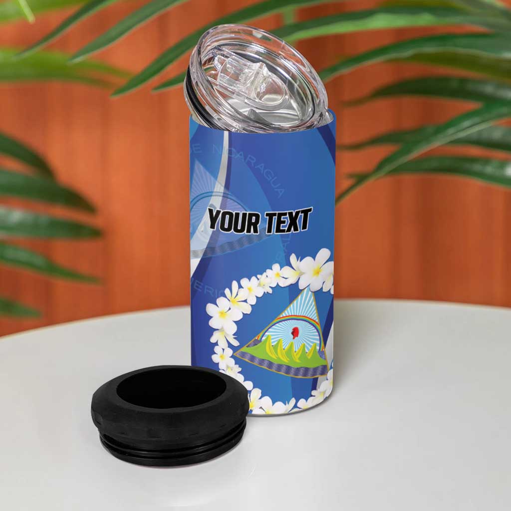 Personalized Nicaragua Independence Day 1821 4 in 1 Can Cooler Tumbler Plumeria Floral - Wonder Print Shop