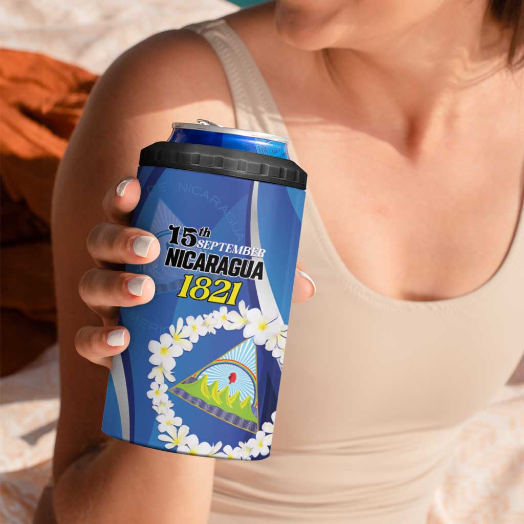 Personalized Nicaragua Independence Day 1821 4 in 1 Can Cooler Tumbler Plumeria Floral - Wonder Print Shop
