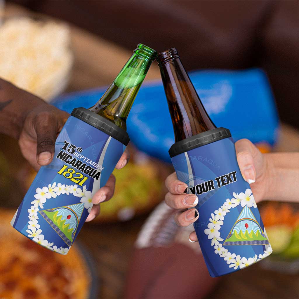 Personalized Nicaragua Independence Day 1821 4 in 1 Can Cooler Tumbler Plumeria Floral - Wonder Print Shop