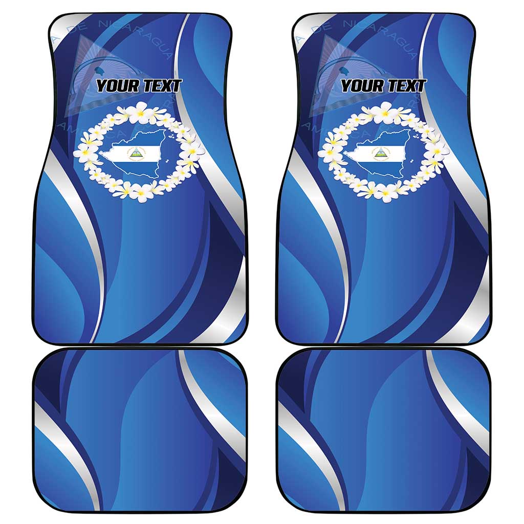 Nicaragua Independence Day 1821 Car Mats Plumeria Floral - Wonder Print Shop