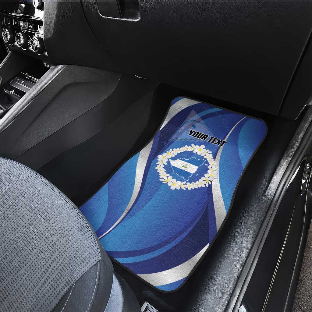 Nicaragua Independence Day 1821 Car Mats Plumeria Floral - Wonder Print Shop