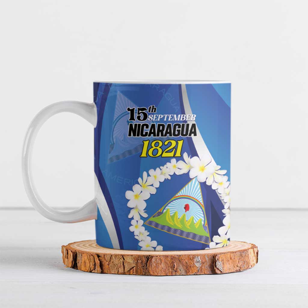 Personalized Nicaragua Independence Day 1821 Ceramic Mug Plumeria Floral - Wonder Print Shop