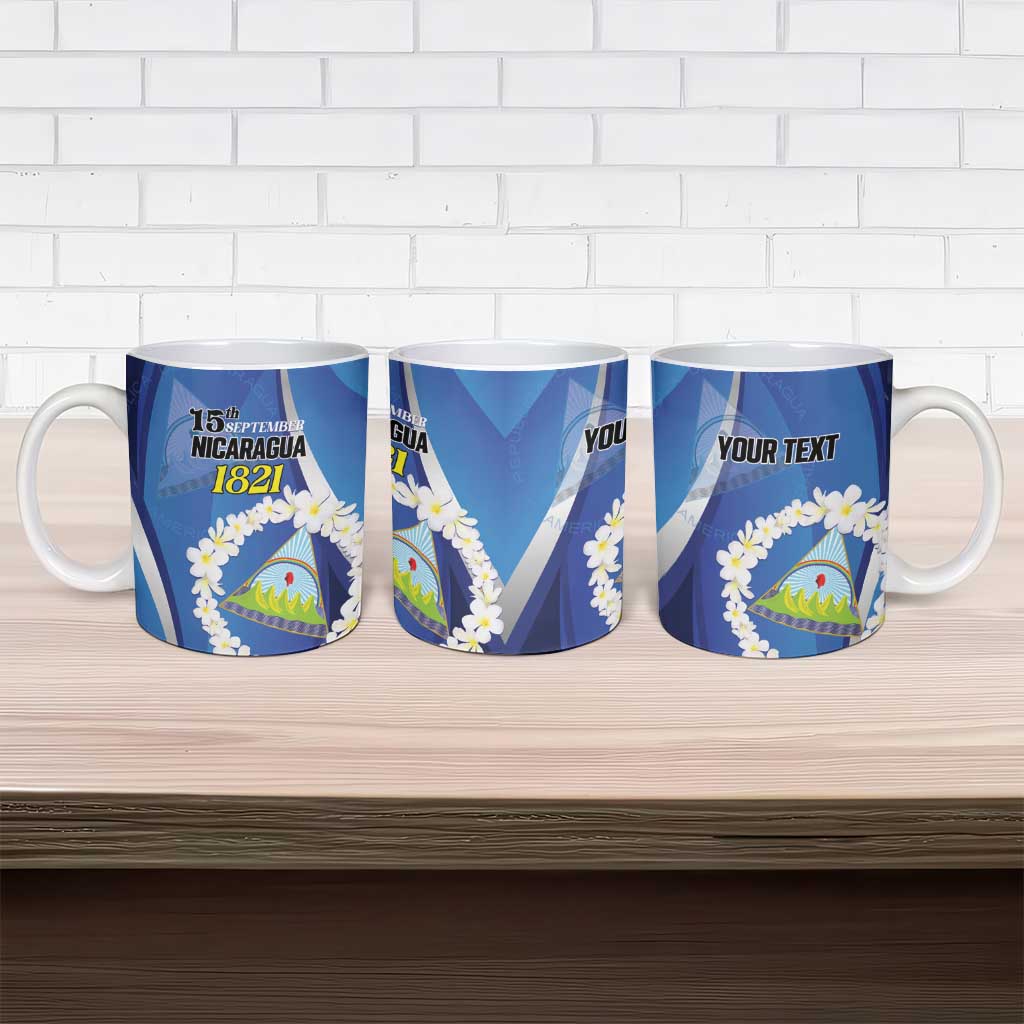 Personalized Nicaragua Independence Day 1821 Ceramic Mug Plumeria Floral - Wonder Print Shop