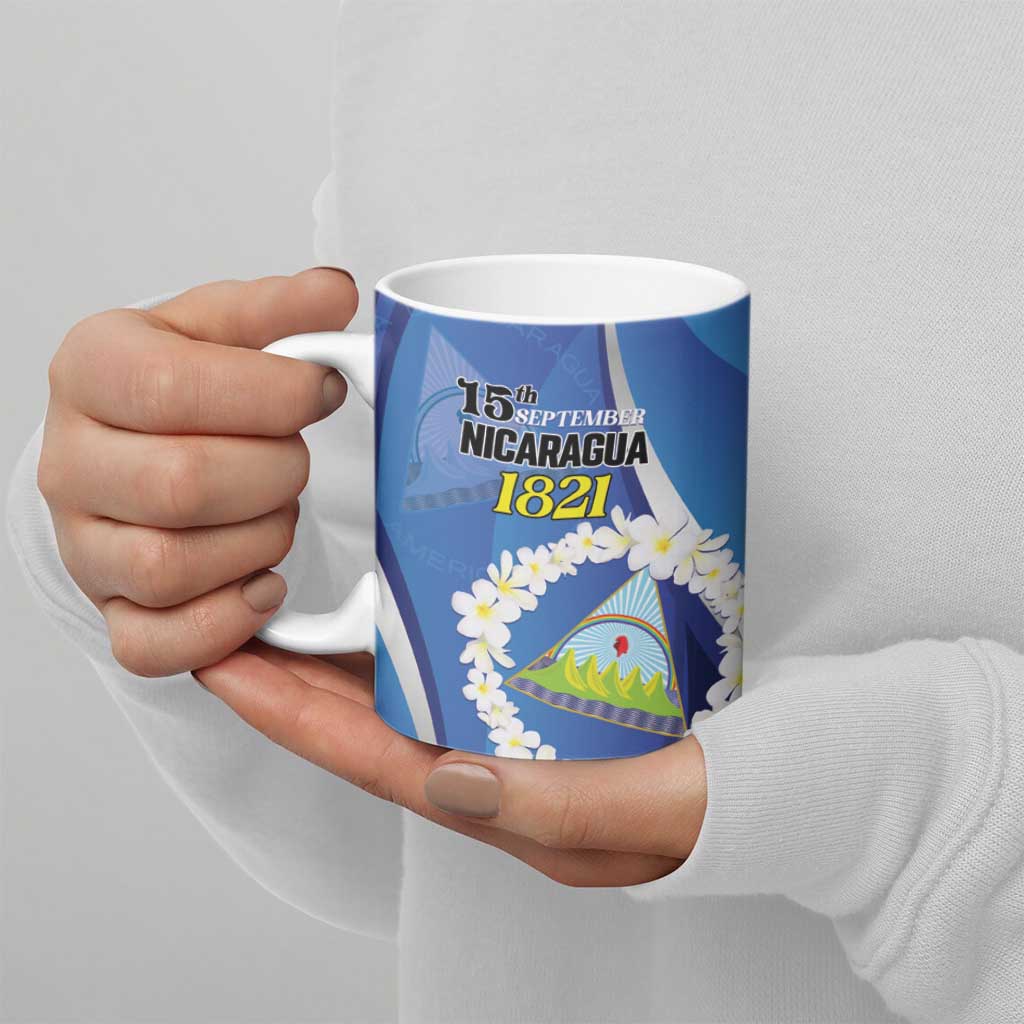 Personalized Nicaragua Independence Day 1821 Ceramic Mug Plumeria Floral - Wonder Print Shop