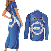 Personalized Nicaragua Independence Day 1821 Couples Matching Short Sleeve Bodycon Dress and Long Sleeve Button Shirt Plumeria Floral - Wonder Print Shop