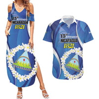 Personalized Nicaragua Independence Day 1821 Couples Matching Summer Maxi Dress and Hawaiian Shirt Plumeria Floral - Wonder Print Shop