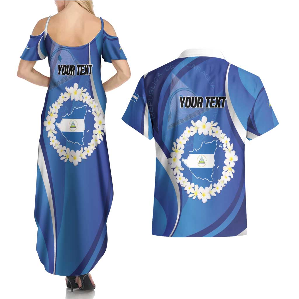 Personalized Nicaragua Independence Day 1821 Couples Matching Summer Maxi Dress and Hawaiian Shirt Plumeria Floral - Wonder Print Shop