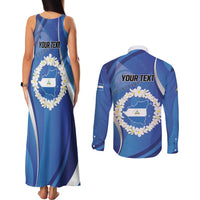 Personalized Nicaragua Independence Day 1821 Couples Matching Tank Maxi Dress and Long Sleeve Button Shirt Plumeria Floral - Wonder Print Shop