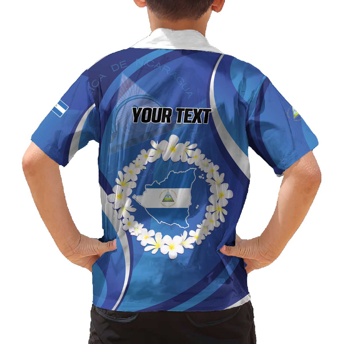 Personalized Nicaragua Independence Day 1821 Family Matching Off The Shoulder Long Sleeve Dress and Hawaiian Shirt Plumeria Floral - Wonder Print Shop