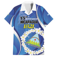 Personalized Nicaragua Independence Day 1821 Family Matching Off The Shoulder Long Sleeve Dress and Hawaiian Shirt Plumeria Floral - Wonder Print Shop