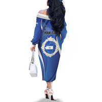 Personalized Nicaragua Independence Day 1821 Family Matching Off The Shoulder Long Sleeve Dress and Hawaiian Shirt Plumeria Floral - Wonder Print Shop