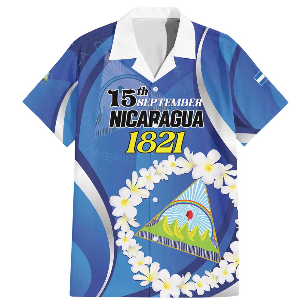 Personalized Nicaragua Independence Day 1821 Family Matching Off Shoulder Maxi Dress and Hawaiian Shirt Plumeria Floral - Wonder Print Shop