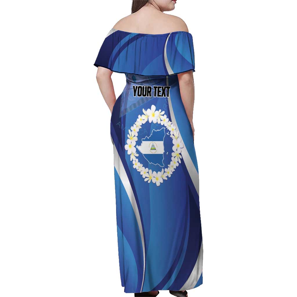 Personalized Nicaragua Independence Day 1821 Family Matching Off Shoulder Maxi Dress and Hawaiian Shirt Plumeria Floral - Wonder Print Shop