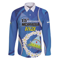 Personalized Nicaragua Independence Day 1821 Family Matching Short Sleeve Bodycon Dress and Hawaiian Shirt Plumeria Floral - Wonder Print Shop