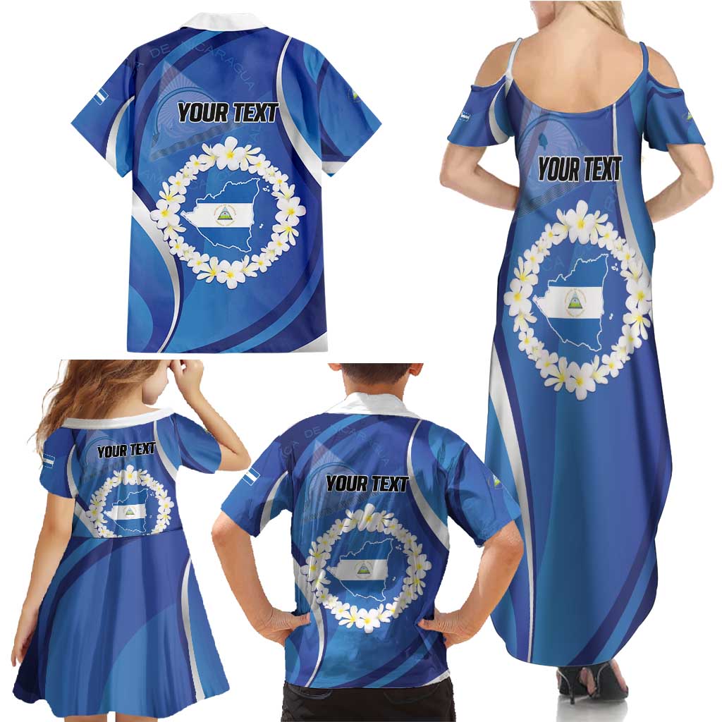 Personalized Nicaragua Independence Day 1821 Family Matching Summer Maxi Dress and Hawaiian Shirt Plumeria Floral - Wonder Print Shop
