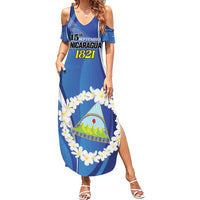 Personalized Nicaragua Independence Day 1821 Family Matching Summer Maxi Dress and Hawaiian Shirt Plumeria Floral - Wonder Print Shop