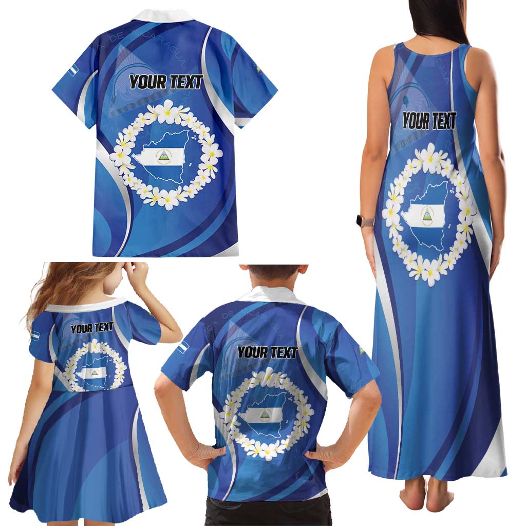 Personalized Nicaragua Independence Day 1821 Family Matching Tank Maxi Dress and Hawaiian Shirt Plumeria Floral - Wonder Print Shop