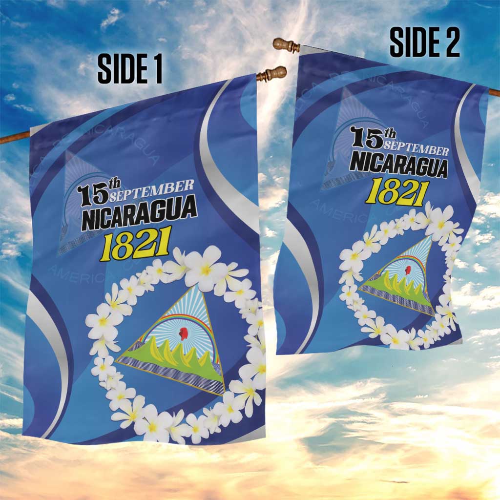 Nicaragua Independence Day 1821 Garden Flag Plumeria Floral - Wonder Print Shop