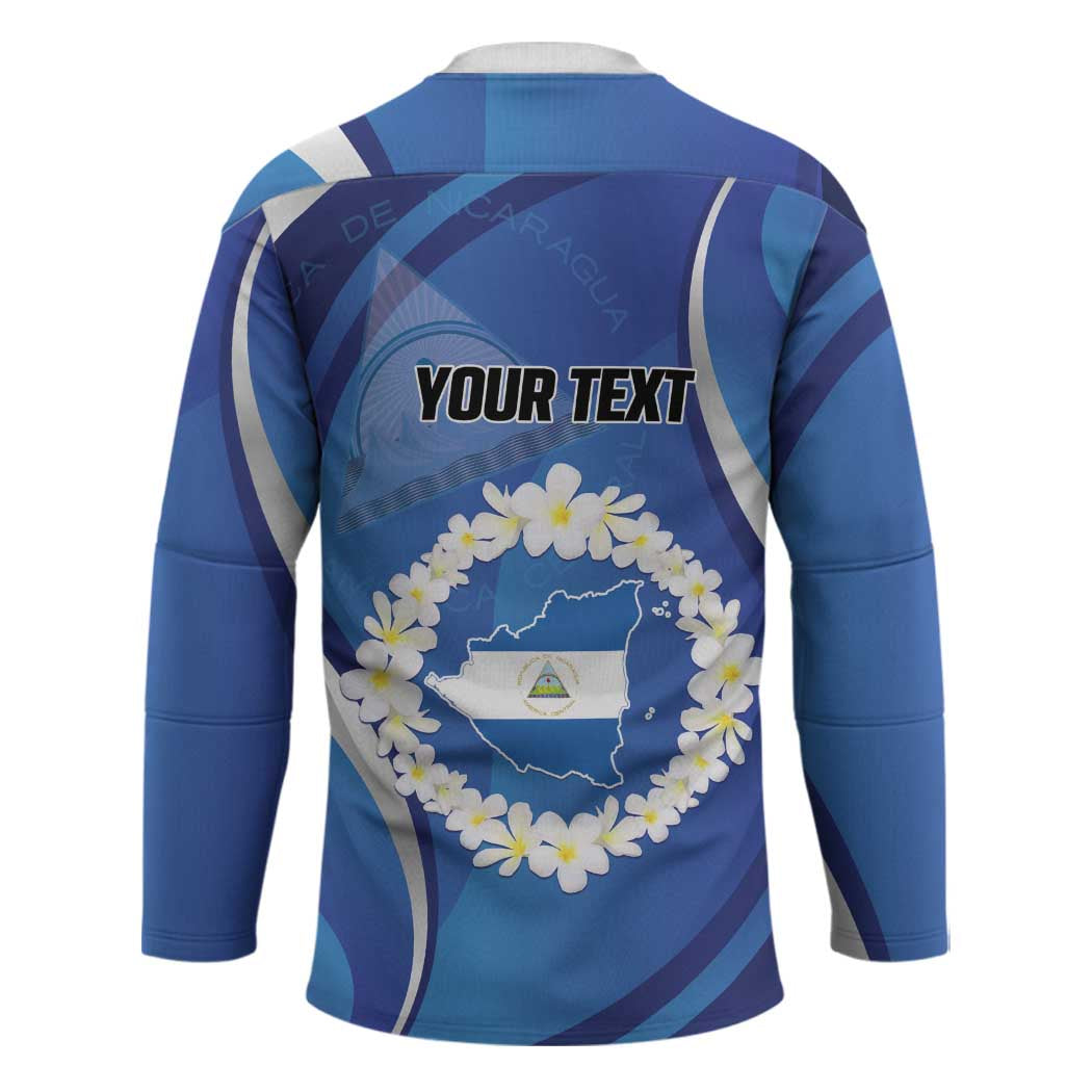 Personalized Nicaragua Independence Day 1821 Hockey Jersey Plumeria Floral - Wonder Print Shop