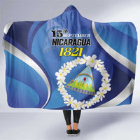 Nicaragua Independence Day 1821 Hooded Blanket Plumeria Floral - Wonder Print Shop