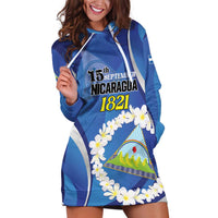 Personalized Nicaragua Independence Day 1821 Hoodie Dress Plumeria Floral - Wonder Print Shop