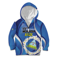 Personalized Nicaragua Independence Day 1821 Kid Hoodie Plumeria Floral - Wonder Print Shop
