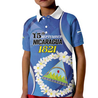 Personalized Nicaragua Independence Day 1821 Kid Polo Shirt Plumeria Floral - Wonder Print Shop