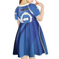 Personalized Nicaragua Independence Day 1821 Kid Short Sleeve Dress Plumeria Floral - Wonder Print Shop