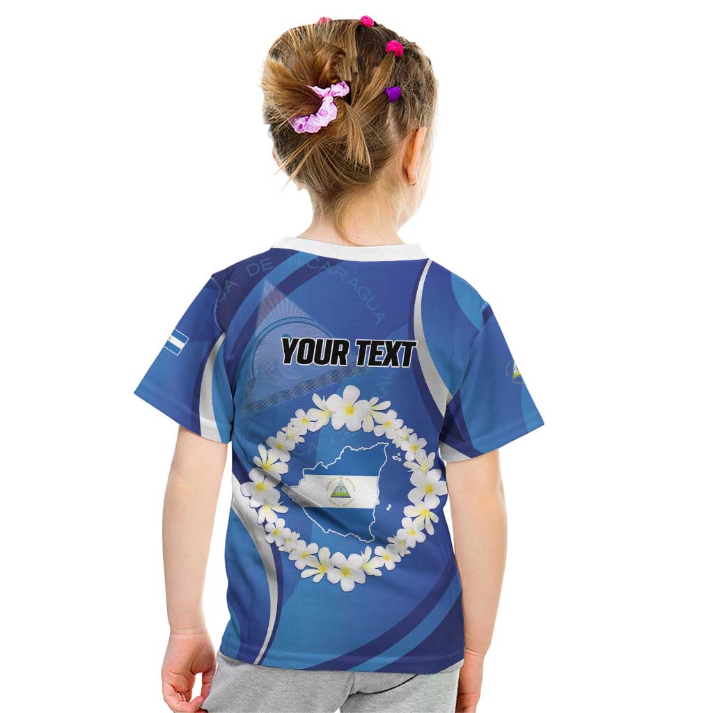 Personalized Nicaragua Independence Day 1821 Kid T Shirt Plumeria Floral - Wonder Print Shop