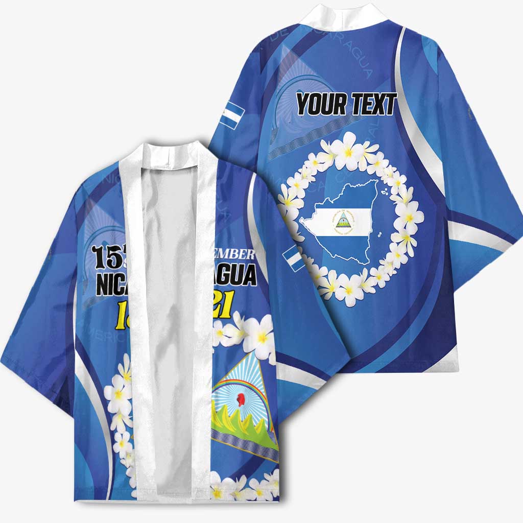 Personalized Nicaragua Independence Day 1821 Kimono Plumeria Floral - Wonder Print Shop