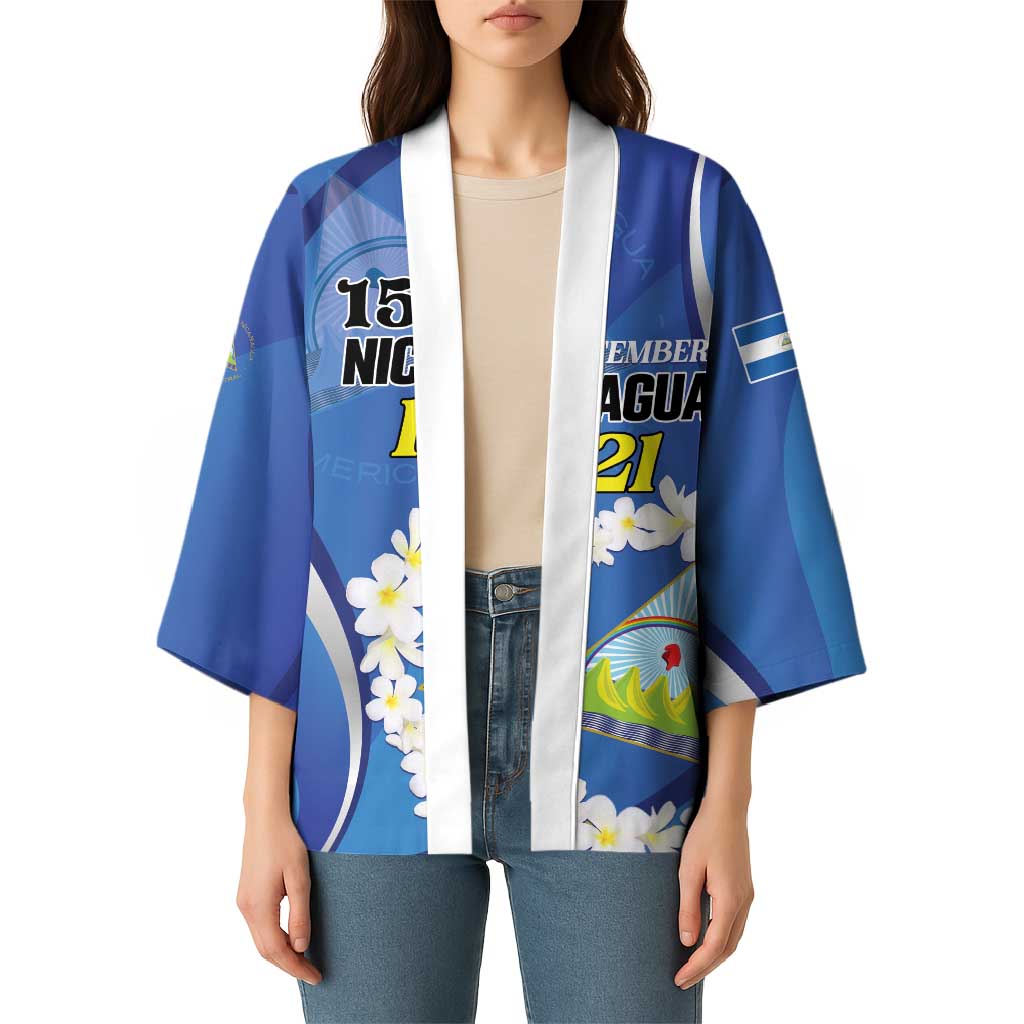 Personalized Nicaragua Independence Day 1821 Kimono Plumeria Floral - Wonder Print Shop