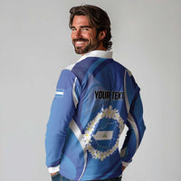 Personalized Nicaragua Independence Day 1821 Long Sleeve Polo Shirt Plumeria Floral - Wonder Print Shop