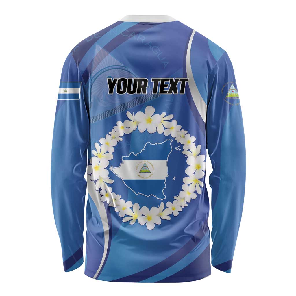 Personalized Nicaragua Independence Day 1821 Long Sleeve Shirt Plumeria Floral - Wonder Print Shop